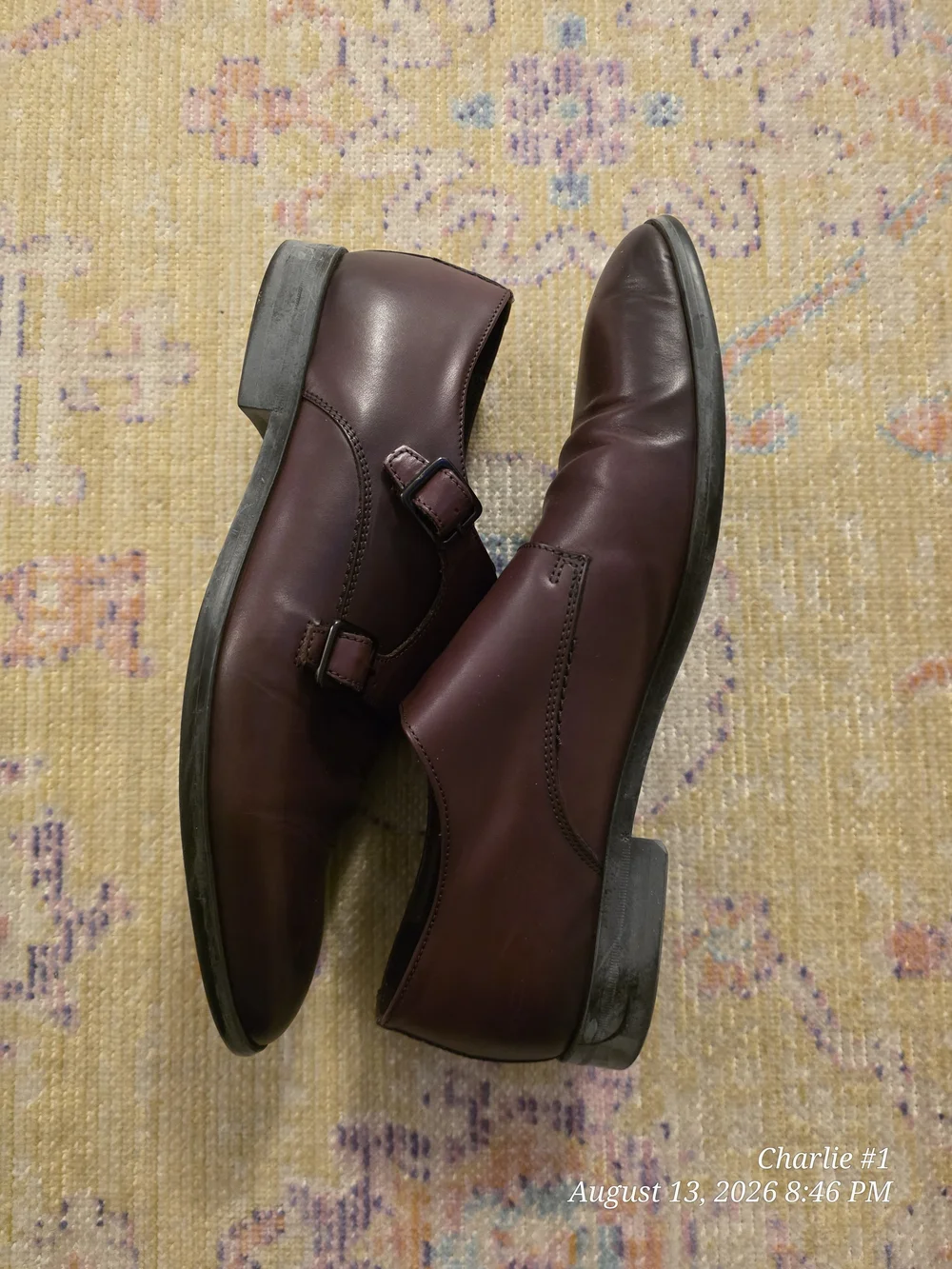 Bruno Magli oxblood leather double-monk strap Shoes